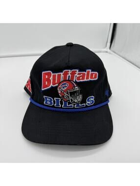 47 Brand Buffalo Bills Black Snapback Hat Rope 90s Vintage style football OSFA